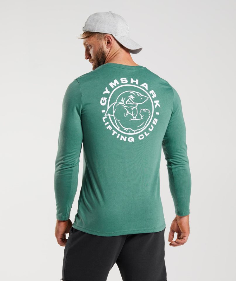 Camiseta Gymshark Legacy Long Sleeve Hombre Verde | ES9254-HY