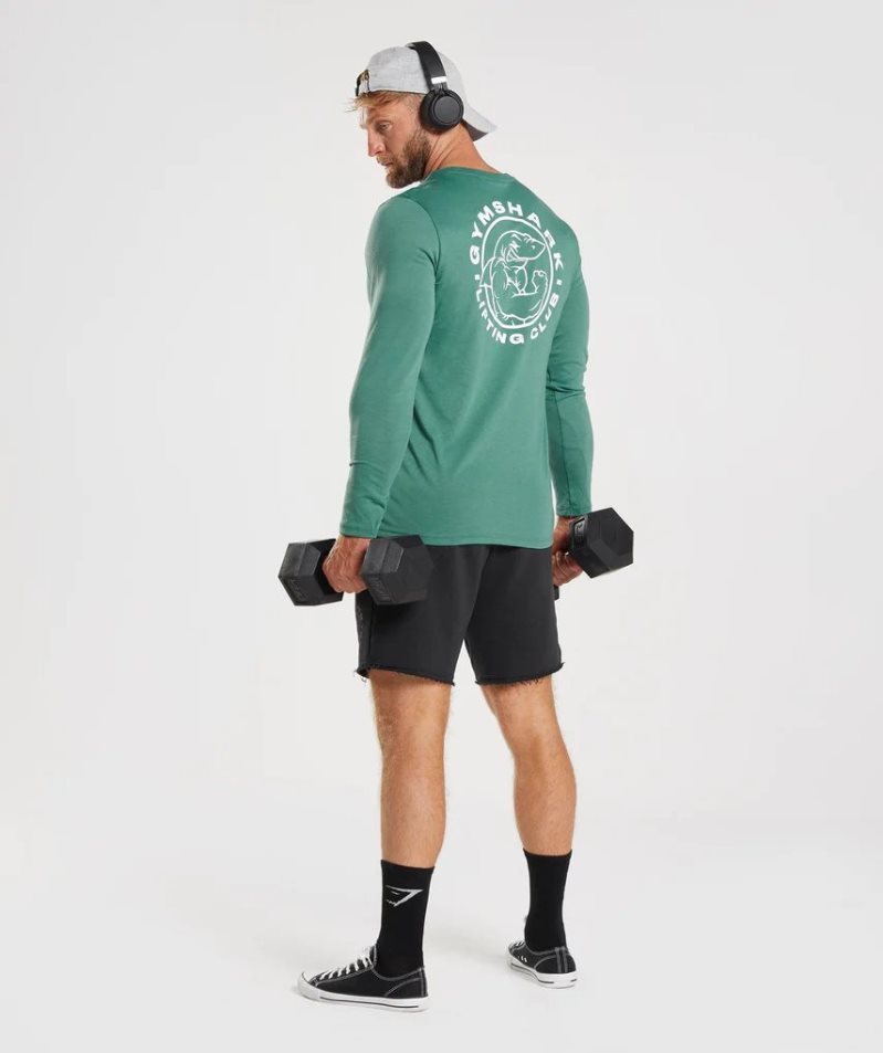 Camiseta Gymshark Legacy Long Sleeve Hombre Verde | ES9254-HY