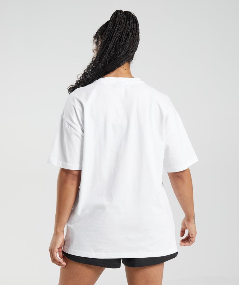 Camiseta Gymshark Legacy Oversized Mujer Blancas | ES1602-UZ