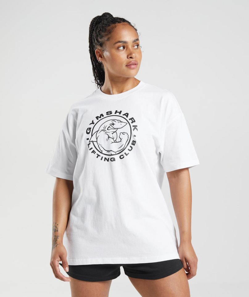 Camiseta Gymshark Legacy Oversized Mujer Blancas | ES1602-UZ