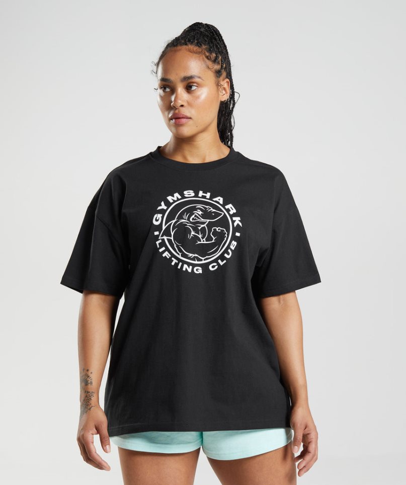 Camiseta Gymshark Legacy Oversized Mujer Negras | ES6815-QD