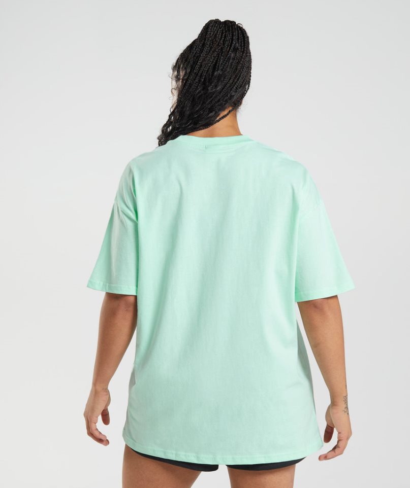 Camiseta Gymshark Legacy Oversized Mujer Verde Claro | ES9086-LO