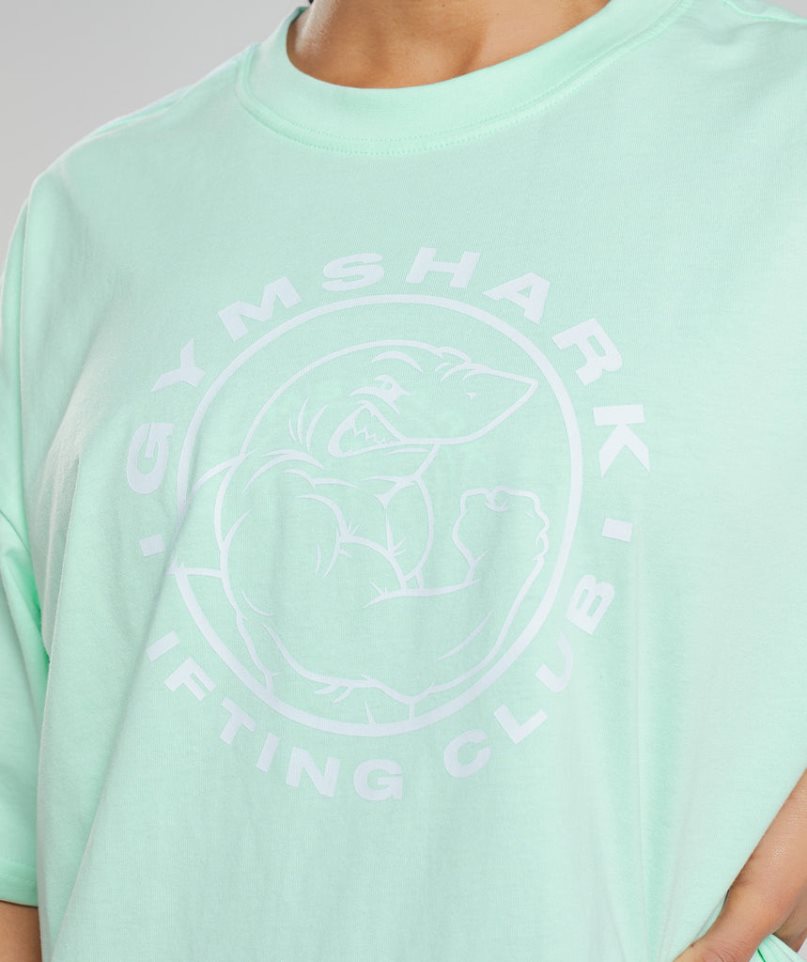 Camiseta Gymshark Legacy Oversized Mujer Verde Claro | ES9086-LO