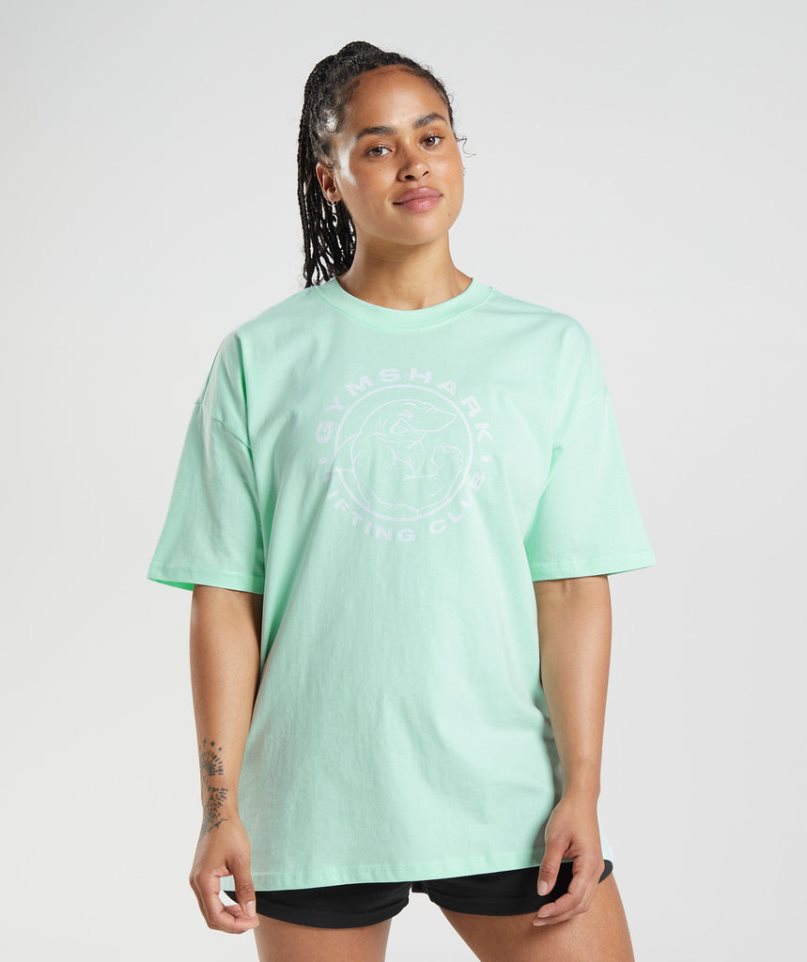 Camiseta Gymshark Legacy Oversized Mujer Verde Claro | ES9086-LO