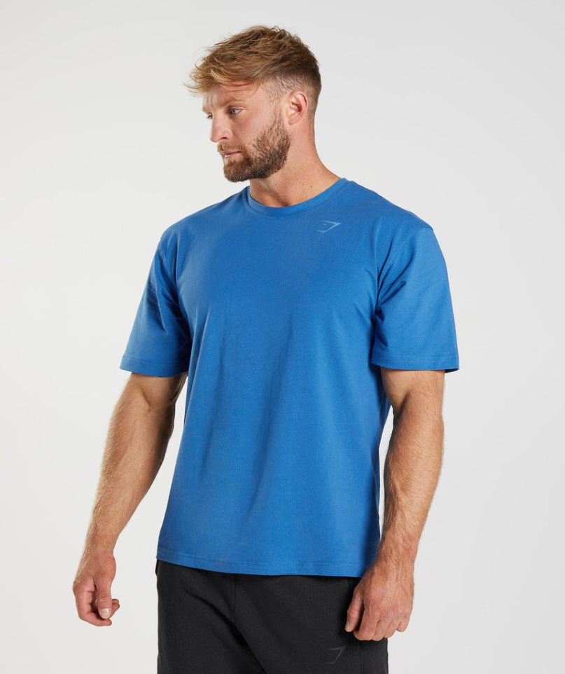 Camiseta Gymshark Power Hombre Azules | ES6431-PM