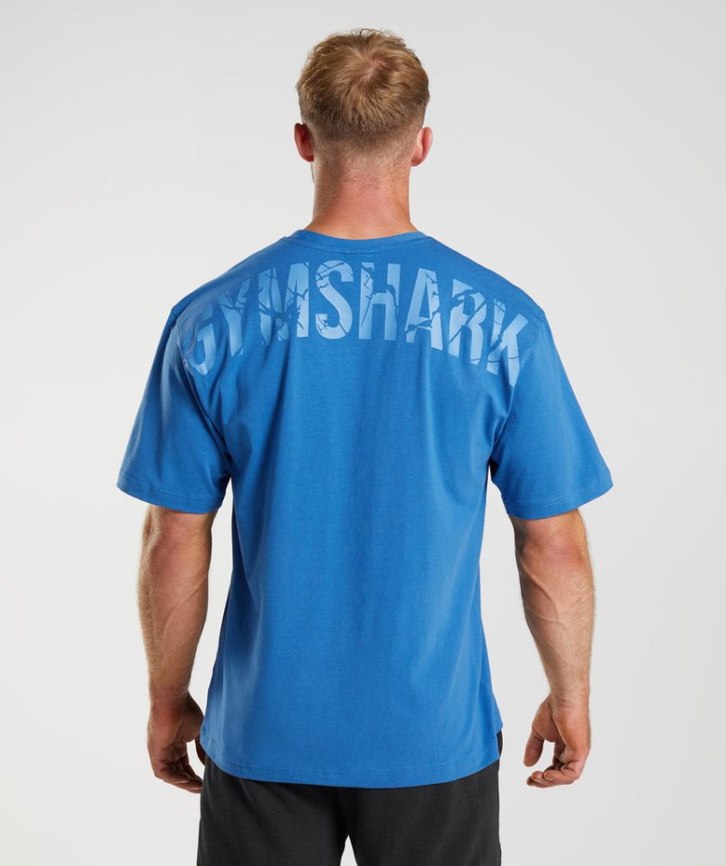 Camiseta Gymshark Power Hombre Azules | ES6431-PM