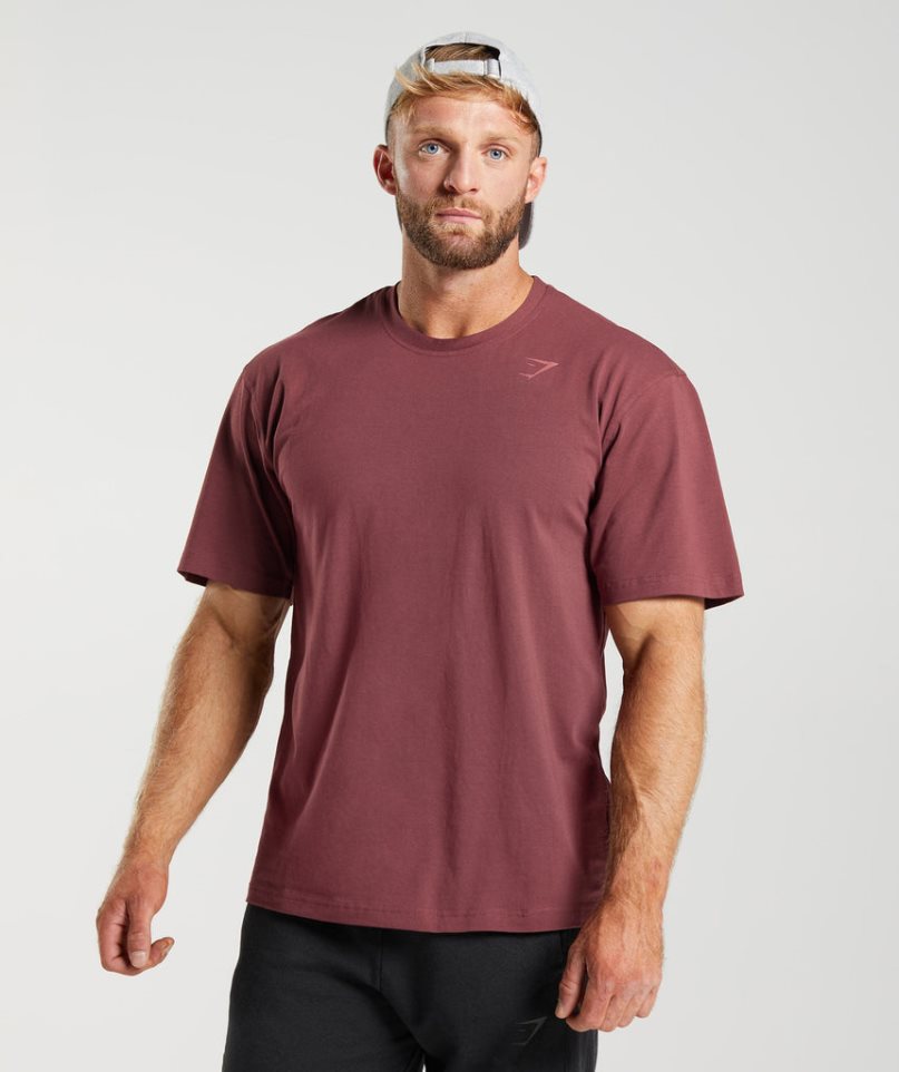 Camiseta Gymshark Power Hombre Burdeos | ES5472-MW