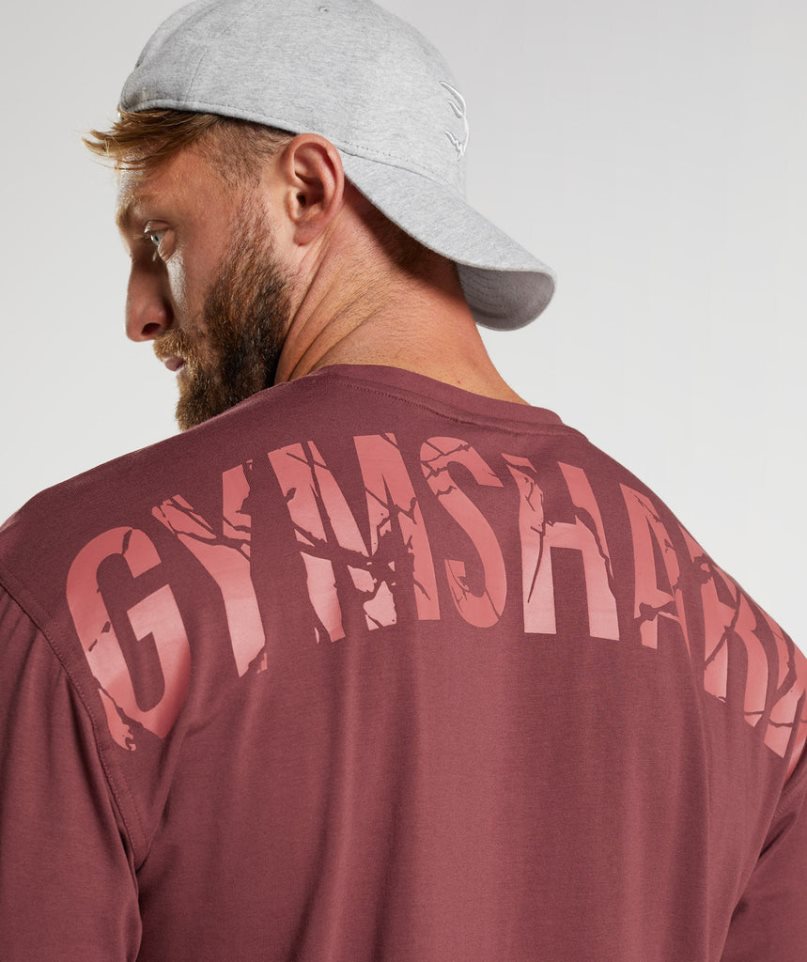 Camiseta Gymshark Power Hombre Burdeos | ES5472-MW