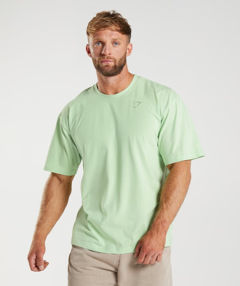 Camiseta Gymshark Power Hombre Verde Claro | ES3601-VZ