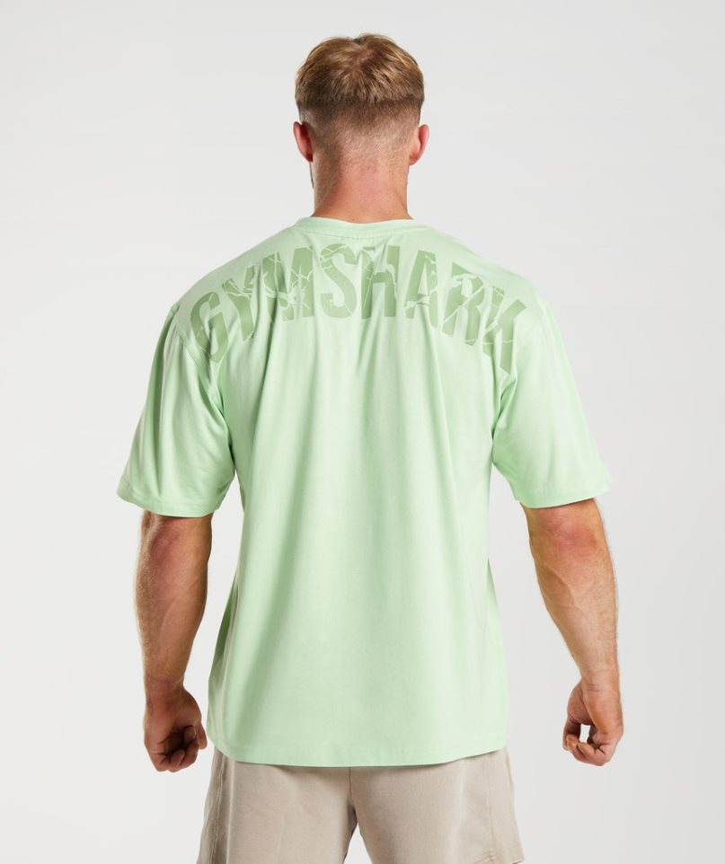 Camiseta Gymshark Power Hombre Verde Claro | ES3601-VZ