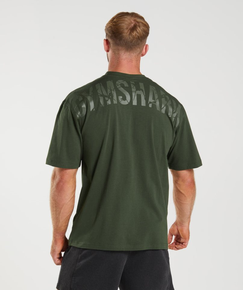 Camiseta Gymshark Power Hombre Verde Oliva | ES2504-EM