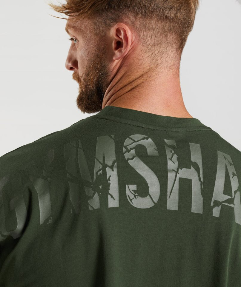 Camiseta Gymshark Power Hombre Verde Oliva | ES2504-EM