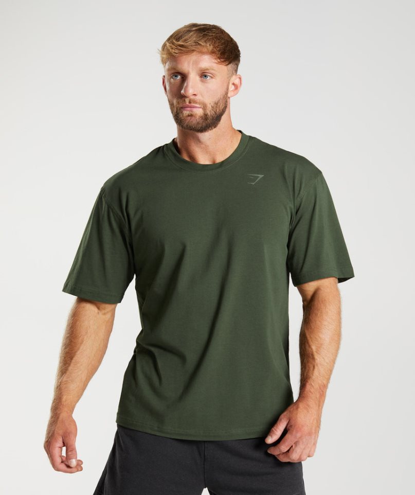 Camiseta Gymshark Power Hombre Verde Oliva | ES2504-EM