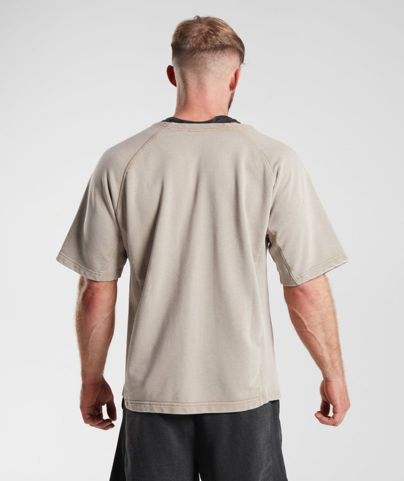 Camiseta Gymshark Power Washed Rag Top Hombre Beige | ES6827-TY