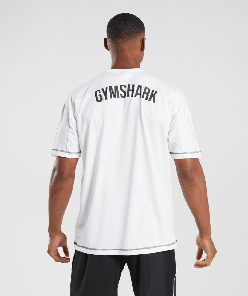 Camiseta Gymshark Recess Hombre Blancas | ES6127-YU