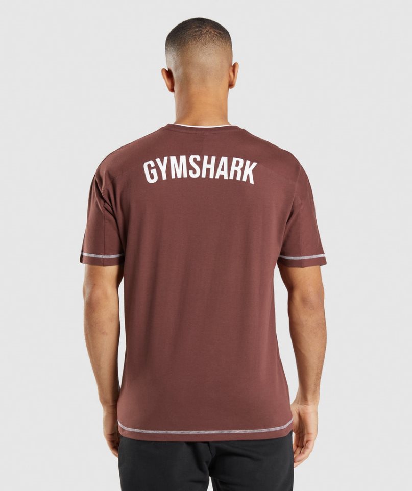 Camiseta Gymshark Recess Hombre Burdeos | ES3094-AT