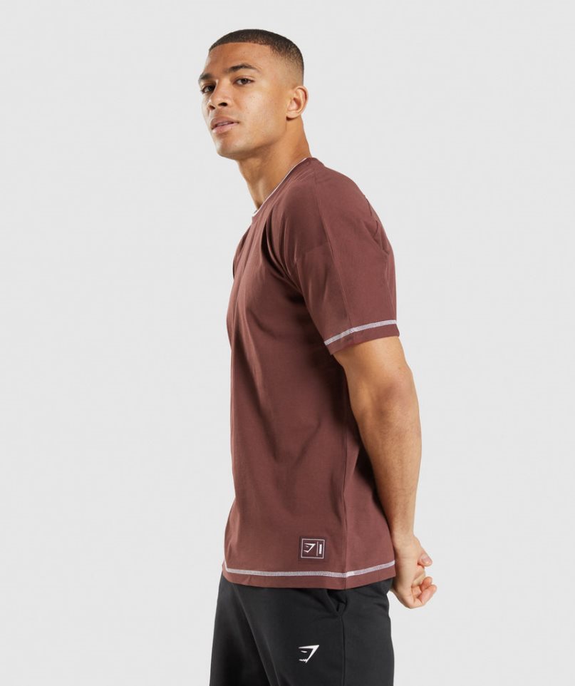 Camiseta Gymshark Recess Hombre Burdeos | ES3094-AT