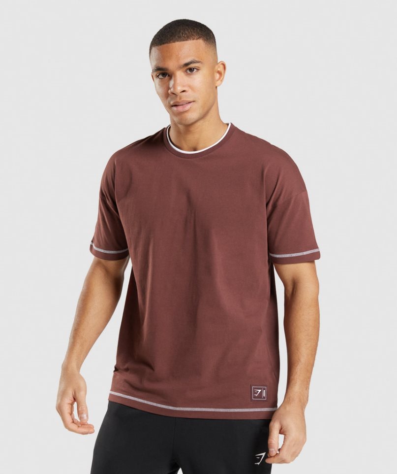 Camiseta Gymshark Recess Hombre Burdeos | ES3094-AT