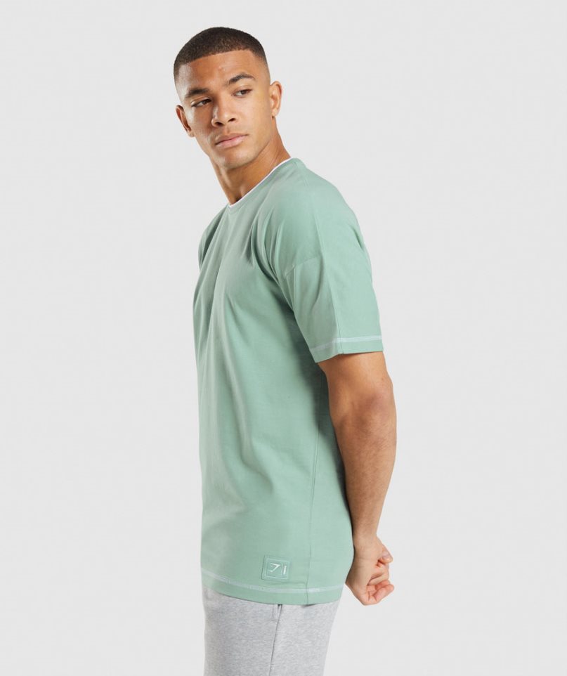 Camiseta Gymshark Recess Hombre Verde Claro | ES4159-MT