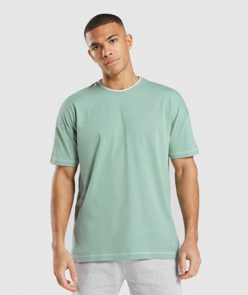 Camiseta Gymshark Recess Hombre Verde Claro | ES4159-MT