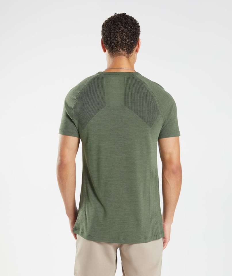 Camiseta Gymshark Retake Seamless Hombre Verde Oliva | ES9283-KY