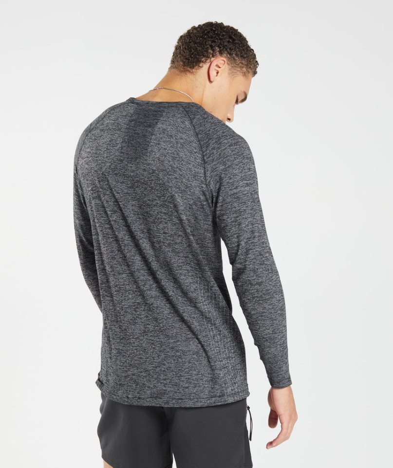 Camiseta Gymshark Retake Seamless Long Sleeve Hombre Gris Oscuro | ES6235-AB