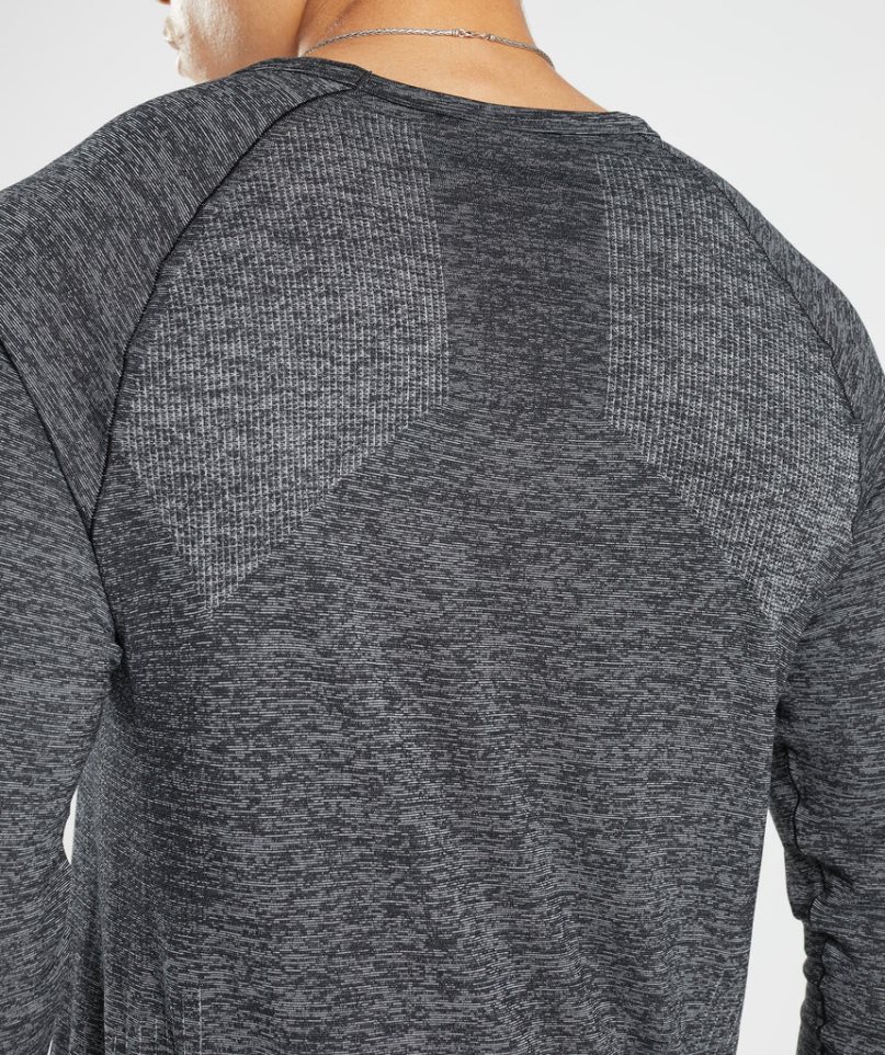 Camiseta Gymshark Retake Seamless Long Sleeve Hombre Gris Oscuro | ES6235-AB