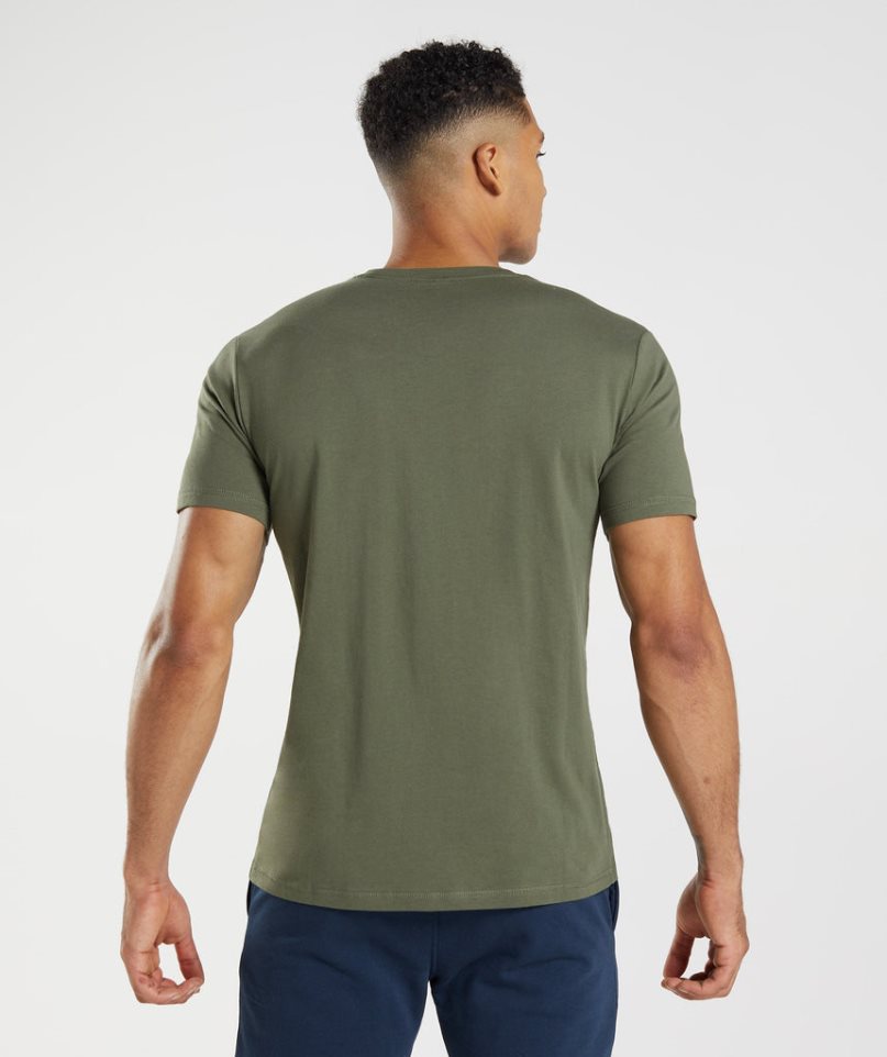 Camiseta Gymshark Sharkhead Infill Hombre Verde Oliva | ES2740-NM