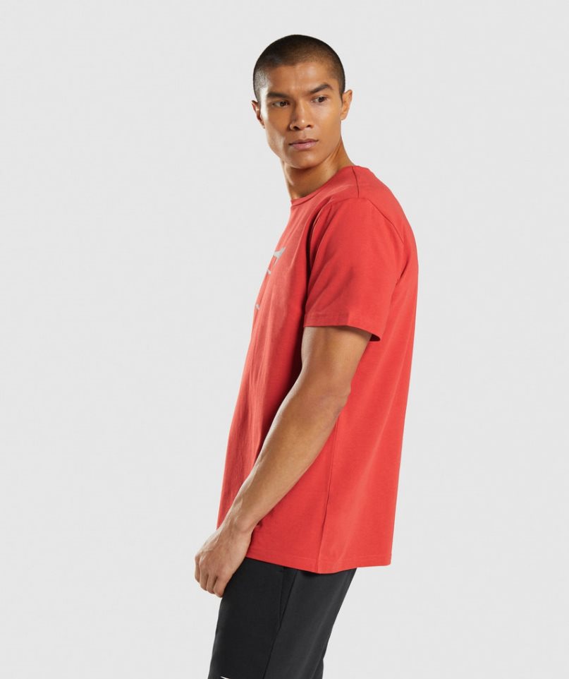 Camiseta Gymshark Sharkhead Infill Hombre Rojas | ES4180-IQ