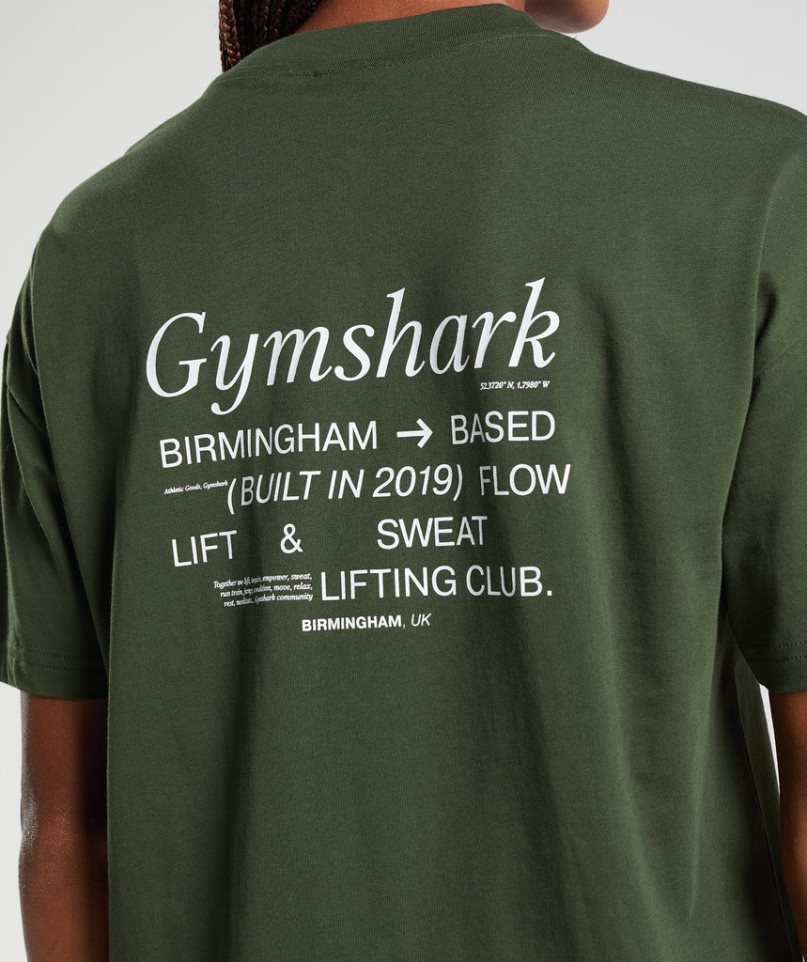 Camiseta Gymshark Social Club Oversized Mujer Verde Oliva | ES6158-UN