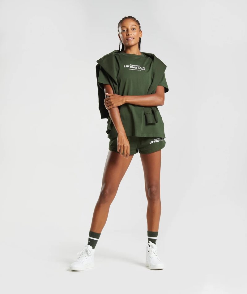 Camiseta Gymshark Social Club Oversized Mujer Verde Oliva | ES6158-UN