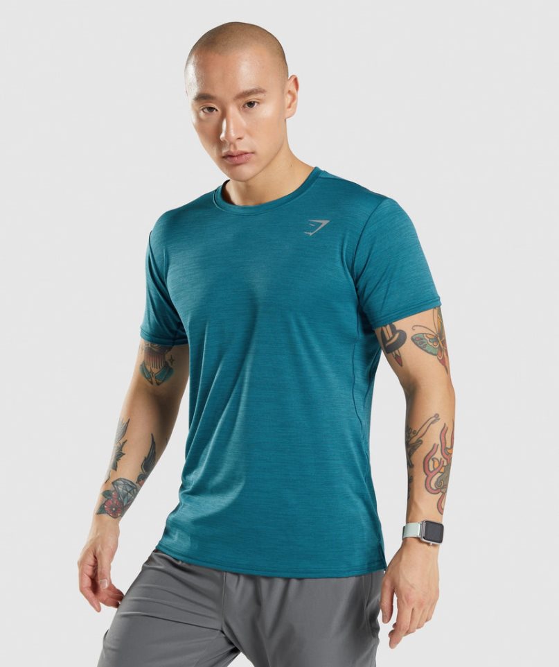 Camiseta Gymshark Speed Hombre Turquesa | ES6012-SM