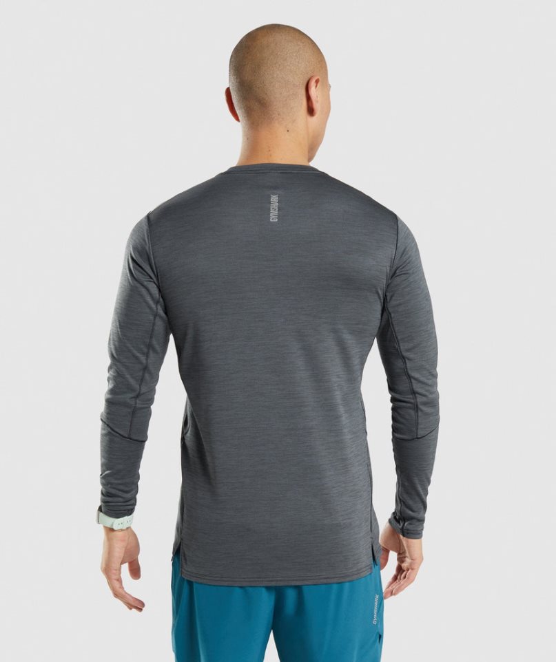 Camiseta Gymshark Speed Long Sleeve Hombre Gris Oscuro | ES0584-LK