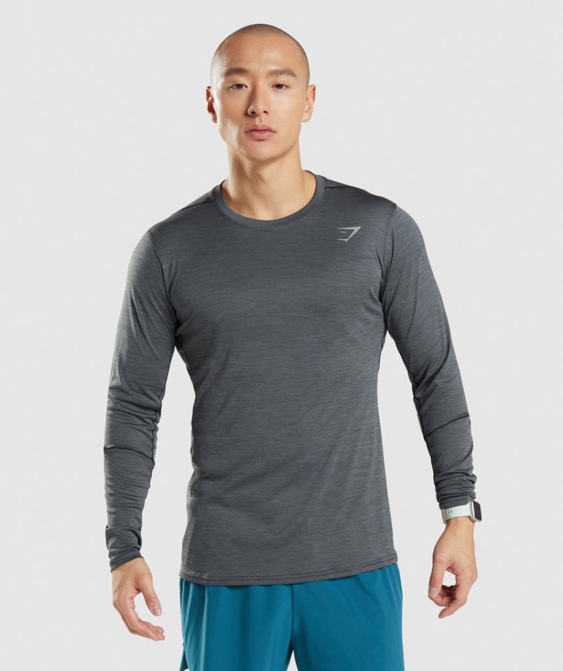 Camiseta Gymshark Speed Long Sleeve Hombre Gris Oscuro | ES0584-LK