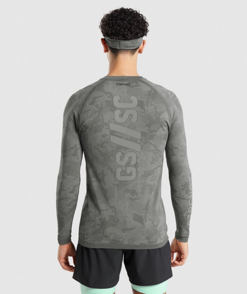 Camiseta Gymshark Steve Cook Long Sleeve Seamless Hombre Gris | ES3059-GT