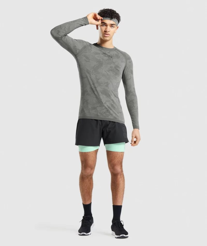 Camiseta Gymshark Steve Cook Long Sleeve Seamless Hombre Gris | ES3059-GT