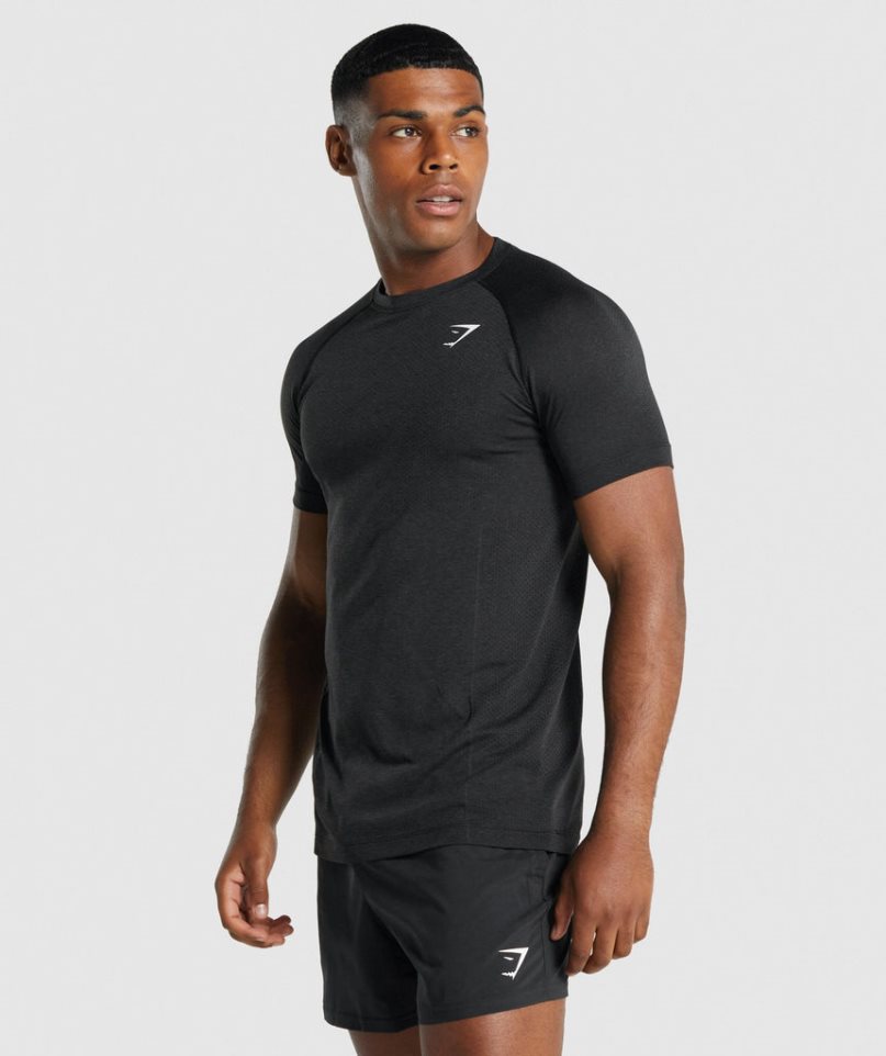 Camiseta Gymshark Vital Light Seamless Hombre Negras | ES1289-GX