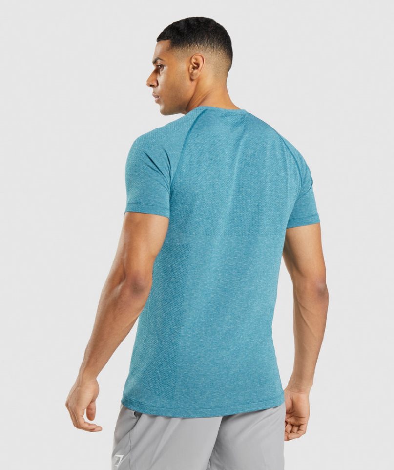 Camiseta Gymshark Vital Light Seamless Hombre Turquesa | ES8145-MR