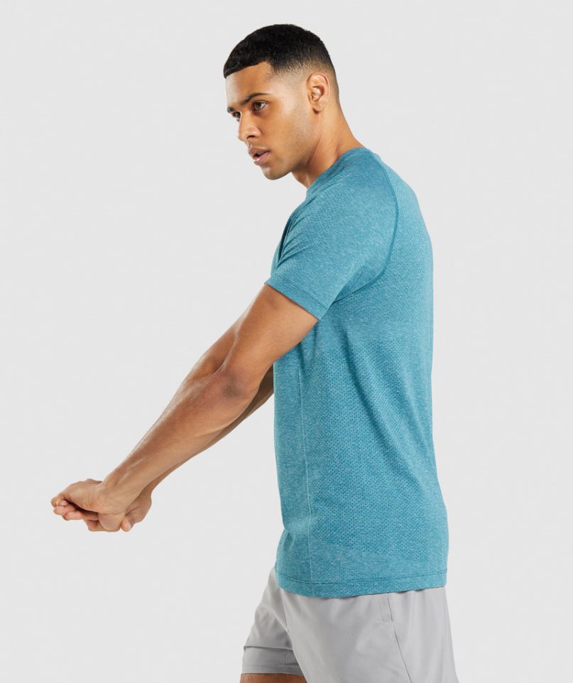 Camiseta Gymshark Vital Light Seamless Hombre Turquesa | ES8145-MR