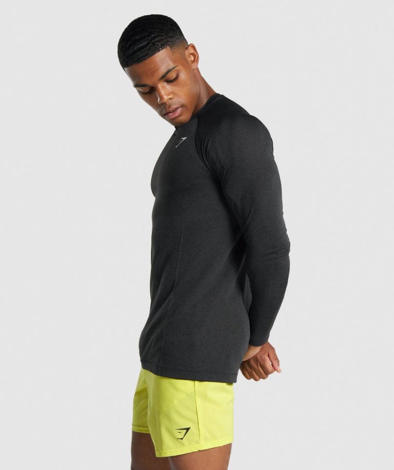 Camiseta Gymshark Vital Light Seamless Long Sleeve Hombre Negras | ES6175-JN