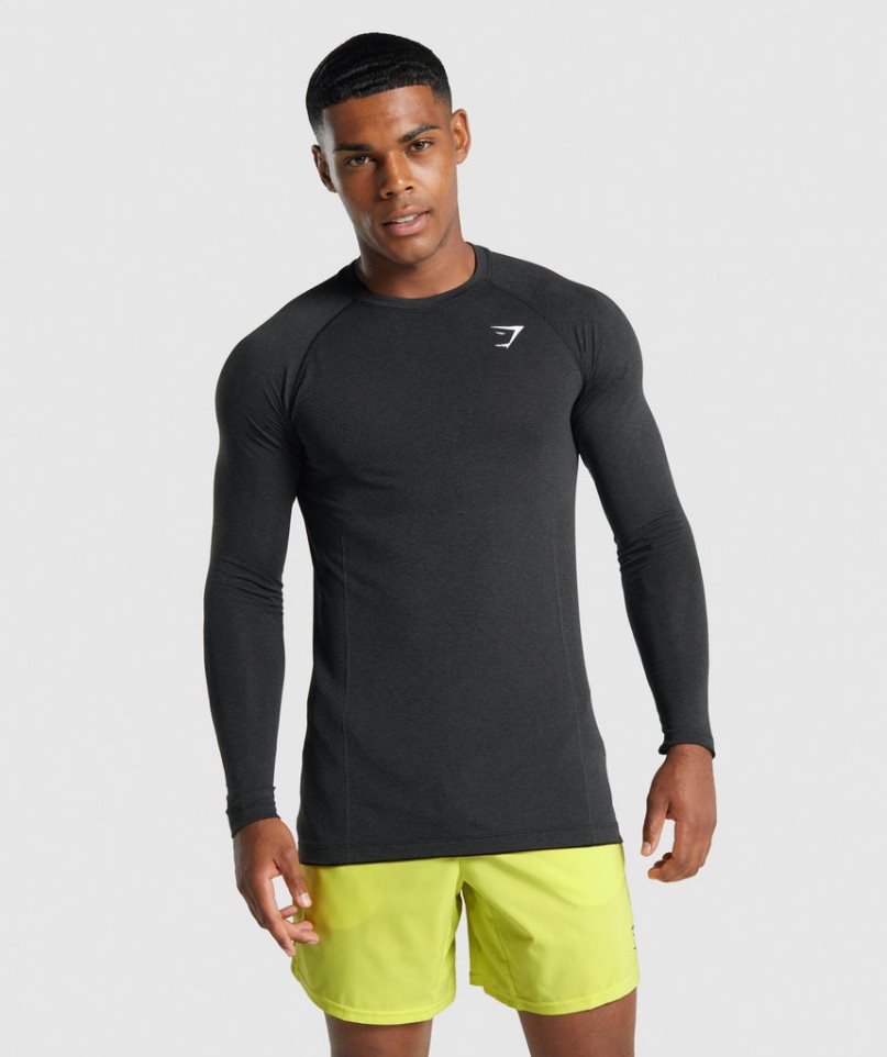 Camiseta Gymshark Vital Light Seamless Long Sleeve Hombre Negras | ES6175-JN