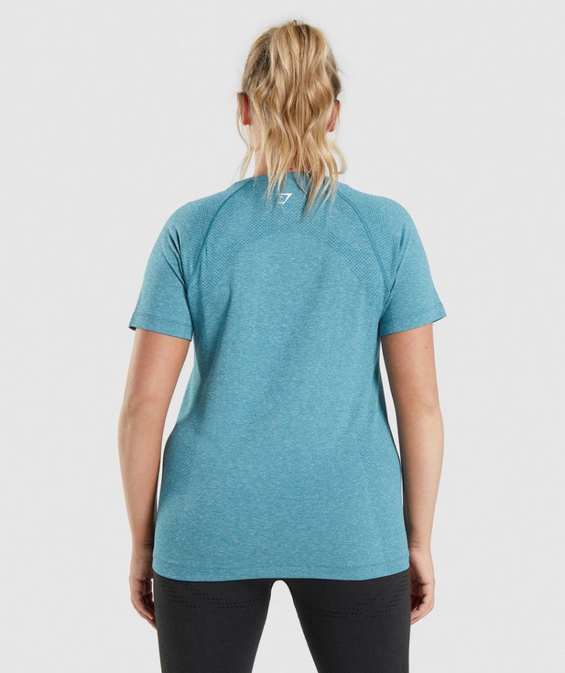 Camiseta Gymshark Vital Seamless 2.0 Light Mujer Turquesa | ES6510-XR