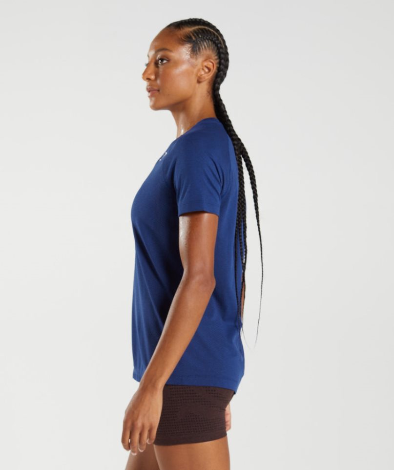 Camiseta Gymshark Vital Seamless 2.0 Light Mujer Azules | ES6829-IA