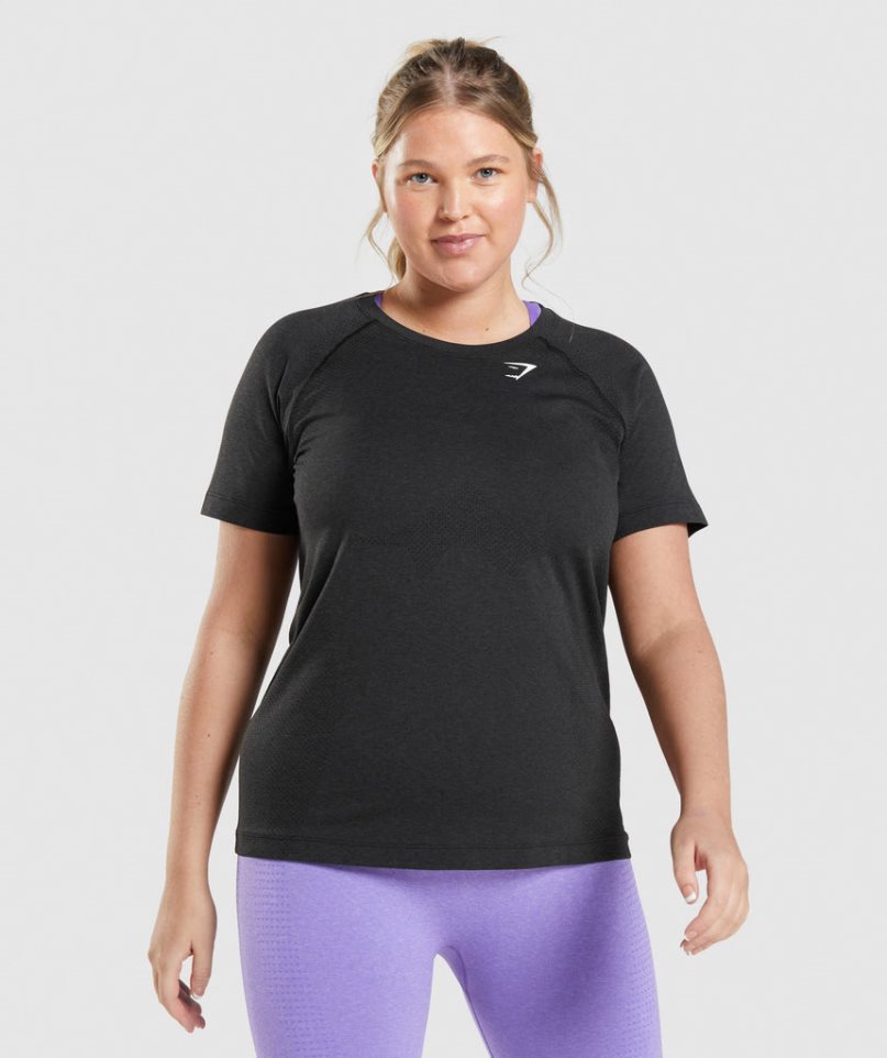 Camiseta Gymshark Vital Seamless 2.0 Light Mujer Negras | ES9740-GP