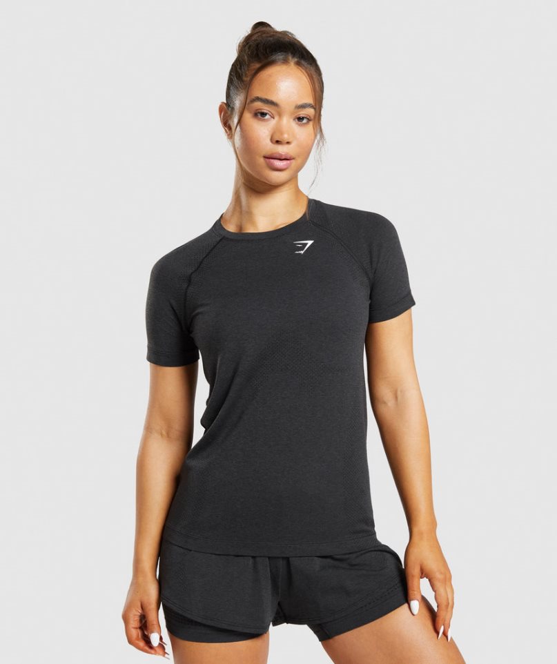 Camiseta Gymshark Vital Seamless 2.0 Light Mujer Negras | ES9740-GP