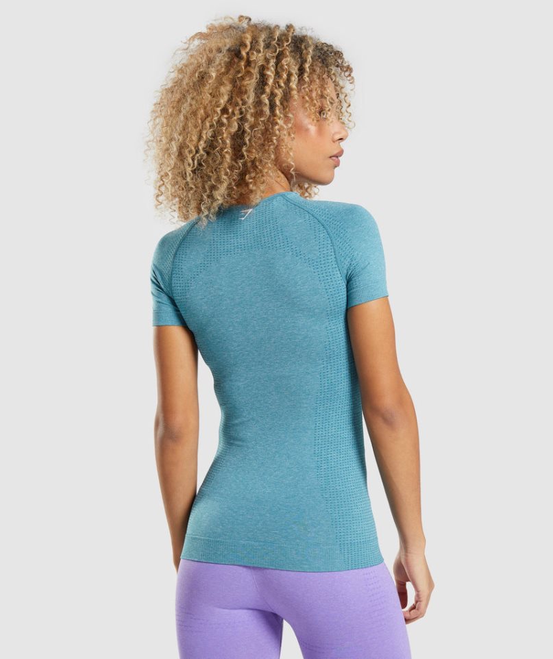 Camiseta Gymshark Vital Seamless 2.0 Mujer Turquesa | ES9426-ES