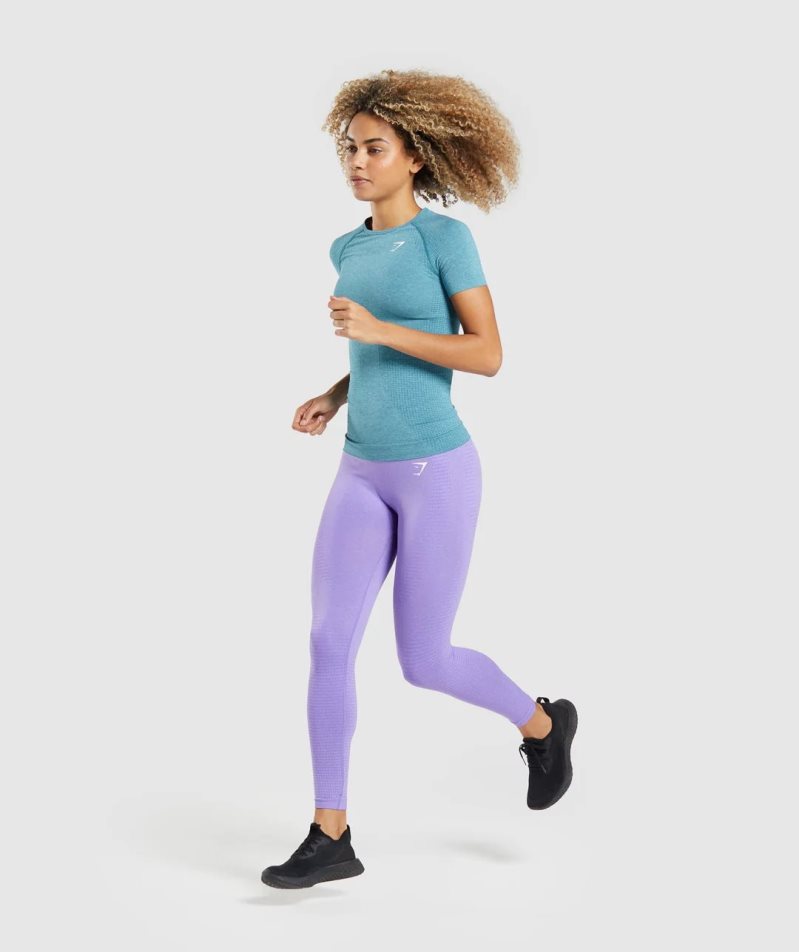 Camiseta Gymshark Vital Seamless 2.0 Mujer Turquesa | ES9426-ES