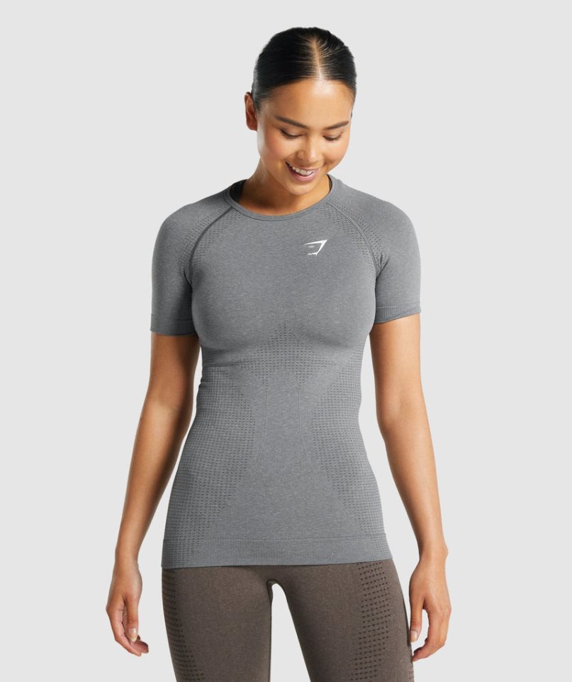 Camiseta Gymshark Vital Seamless 2.0 Mujer Gris | ES9426-TG