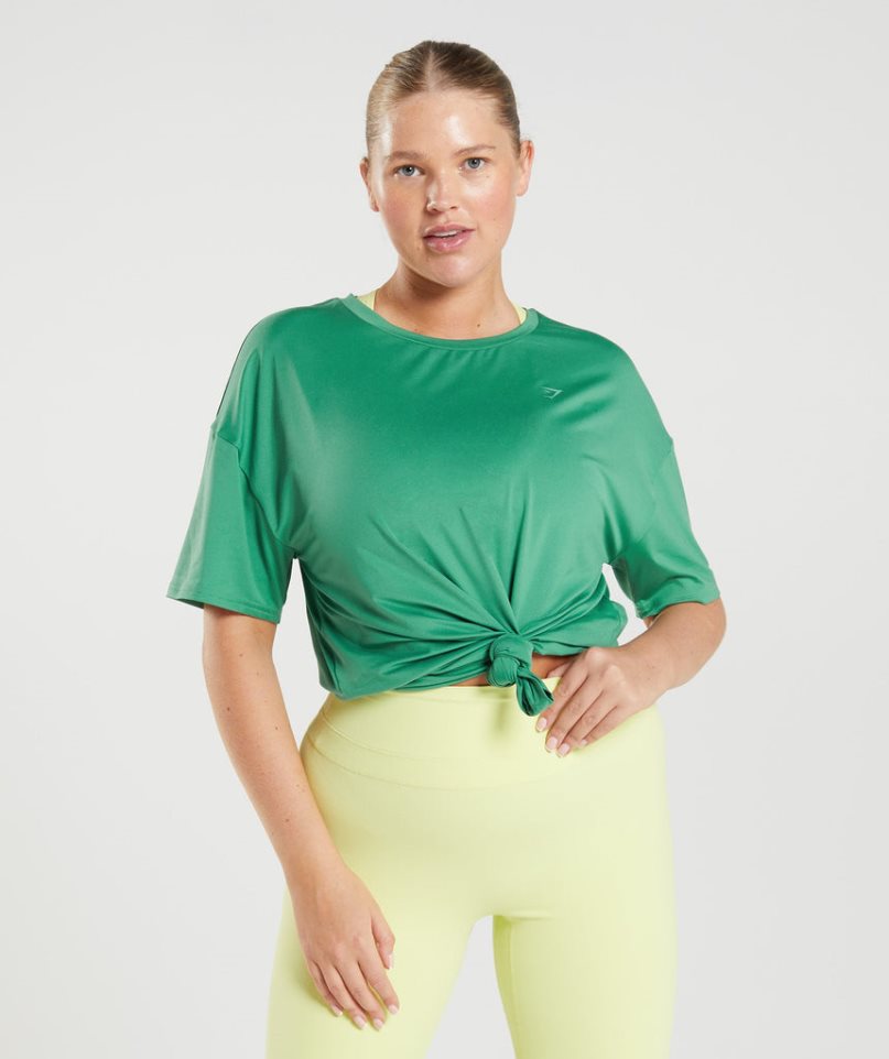 Camiseta Gymshark Whitney Oversized Mujer Verde | ES1679-TC