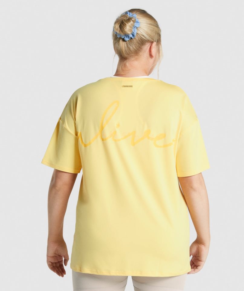 Camiseta Gymshark Whitney Oversized Mujer Amarillo | ES6237-HQ